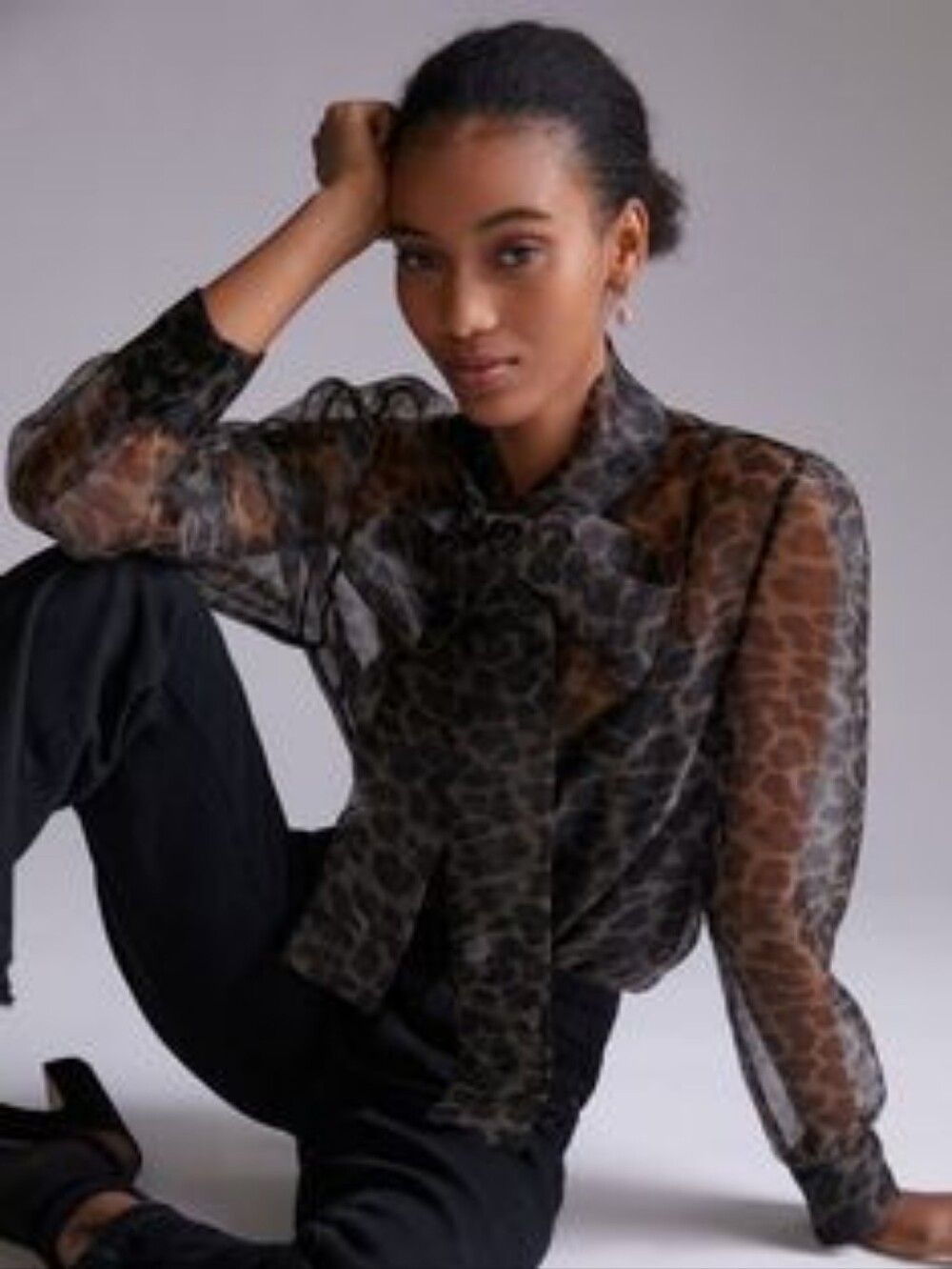 Mare Mare X Anthropologie Sheer Leopard-Print Blouse Size XL NWT